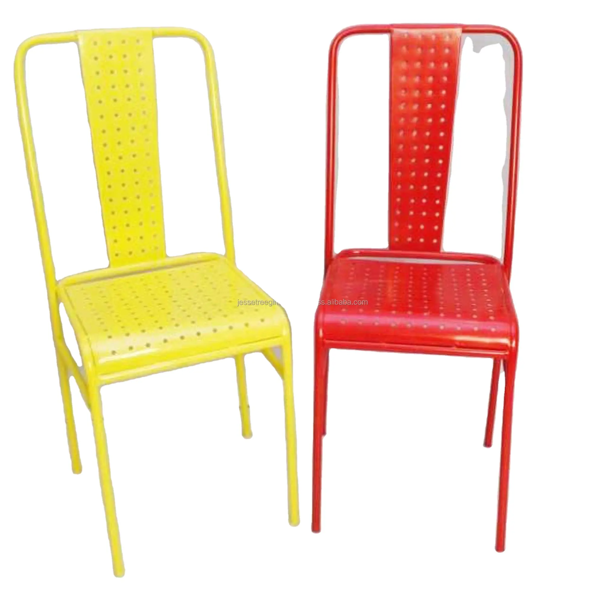 Металлический декоративный стул с желтым и красным порошковым покрытием, отделка, дизайн, отличное качество для сидения, комплект из 2 человек