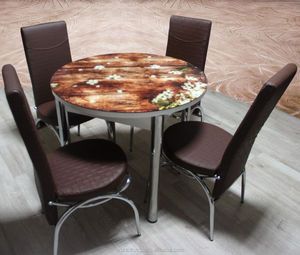 Mesa redonda de cristal con 4 sillas, juego de café multicolor, diseño turco, novedad de 2021 - Product Image 1