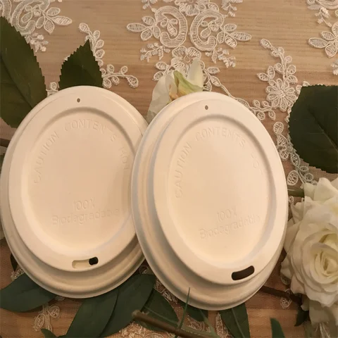 90mm Dome Wholesale Coffee Cups Eco Sugarcane Disposable Cup Biodegradable Paper Lid