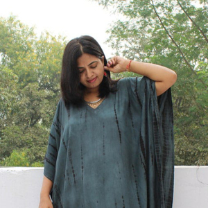 Nerw เดรสคาฟตันแขนยาวสำหรับผู้หญิง,เดรสคาฟตันลำลองโบฮีเมียนชายหาดมัดย้อมทำมือคุณภาพสูงปี2023 - Product Image 1