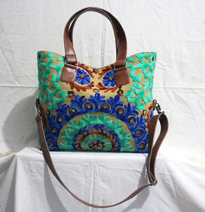 Túi Tote Của Phụ Nữ Boho Ấn Độ Túi Suzani Mới Túi PU Có Tay Cầm/Váy Thêu IKAT - Product Image 5