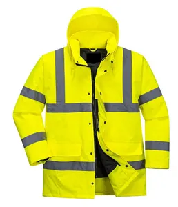 Giacca ad alta visibilità Logo personalizzato top ad alta visibilità abbigliamento abbigliamento da lavoro giacca antipioggia di sicurezza cappotto riflettente impermeabile