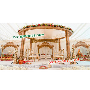 Mandaps de Madera Tallada para Bodas Indias, Pilares Gemelos, Mandap de Madera, Fabricante de Mandaps de Madera Tallada en India, Decoración para Eventos en Australia - Product Image 1