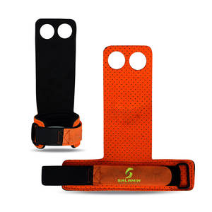 Empuñaduras de mano de cuero de fibra de carbono antidesgarro, 2 agujeros, para gimnasia, levantamiento de pesas, agarre de Palma de seguridad - Product Image 5