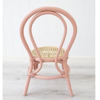 Chaises en rotin naturel pour enfants, design artisanal, couleur rose