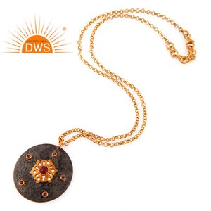 ชุดสร้อยคอทัวร์มาลีนสีชมพูสวยแฟชั่นสำหรับสาวทันสมัยสร้อยคอเงินชุบทอง18K สำหรับผู้ค้าส่งเครื่องประดับ - Product Image 2