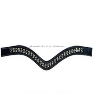 Кожаный лошадиный ободок ручной работы с изогнутой формой и квадратными кристаллами от производителя, индивидуальный дизайн всех размеров - Product Image 1