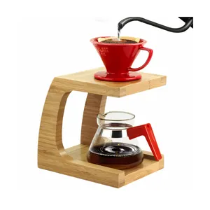 Wholesale bamboo Coffee Dripper Stand Pour Over Coffee Stand PourOver Drip Holder