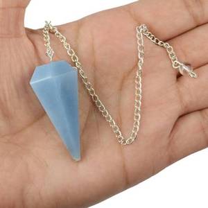 ANGÉLITE Pierre précieuse à facettes polie naturelle Petits pendules CHAKRA REIKI HEALING Pendentif style Feng Shui Cristal Farhan - Product Image 3