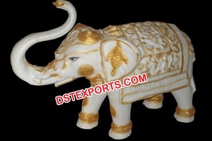 Statue d'éléphant indien doré blanc pour mariage, décoration d'entrée, rancrée de mariage - Product Image 6