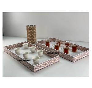 Bandeja de servicio artesanal de madera con perla Madre, posavasos y platos para decoración de EID, regalo de decoración para el hogar, utensilios de cocina, bandejas de Ramadán - Product Image 2