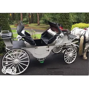 Open Black Barouche Horse Drawn Carriage Four Seater Touring Horse Carriage for Sale Black Brougham Horse Carriage for Touring