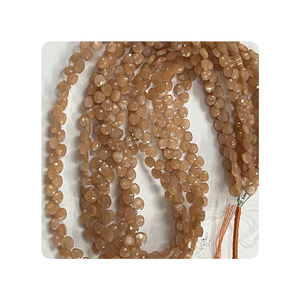 Premium Alif International 8-Inch Pink Peach Moonstone Faceted Heart Shaped Beads Strand Evaluación de terceros para la calidad - Product Image 3