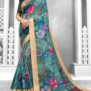 ส่าหรีกับเสื้อเบลาส์ชุดปาร์ตี้ผู้หญิงผ้าคอตตอนนุ่มสวมใส่ในชีวิตประจำวัน - Product Image 1