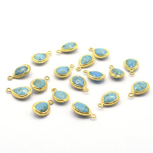 จี้เงินแท้ 925 ชุบทอง รูปทรงลูกแพร์ สีเขียวขุ่น แบบ Kingman Block งานแฮนด์เมด สำหรับทำเครื่องประดับ - Product Image 4