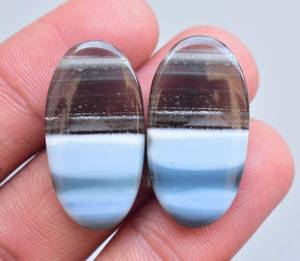 Cabujones de Gema Natural de ópalo azul, forma ovalada lisa, suelta, fabricación de joyas, precio al por mayor - Product Image 4