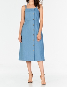 Nouvelle Robe d'été sans manches pour femme, coupe trapèze, en lin 100% uni bleu ciel, col carré, longueur genou, style formel, tendance et sexy - Product Image 5