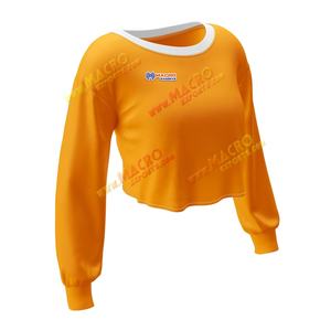 Women Autumn Gym Wear Fitness Thick Workout <b>Elastic</b> <b>Hem</b> Cotton Cropped <b>Top</b> Hoodie for Active and Casual Comfort - Product Image 3