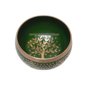 ร้อนขายชามร้องเพลงทิเบตสีเขียวที่มีรูปแบบต้นไม้สําหรับการทําสมาธิบําบัดผ่อนคลายและโยคะในราคาที่ดี - Product Image 2