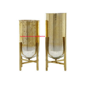 Nouveau Design Or Argent En Verre et Support En Métal Bougie Ouragan Fantaisie Main Top Vente et De Haute Qualité - Product Image 1