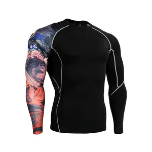 Mens Rash Vest- UPF 50+ Rash Guard Long Sleeve Quick Drying Wet suit Swimming Top for Surfing
