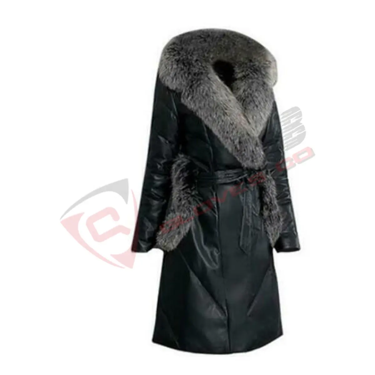 Women's Cotton New-leather Coat Jacket Winter-Outdoor Fur-Lapel Collar Down-belt Longed-coat With Wholesale-price