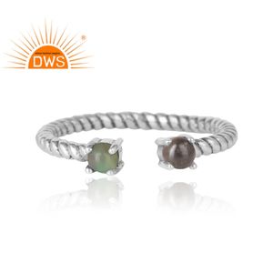 Smoky and Opal Gemstone Prong <b>Set</b> Ring <b>Indian</b> Sterling Silver Antique Ring Handmade Rings Jewelry Wholesale - Product Image 2