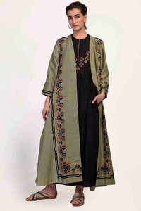 Uzufak — veste vintage femmes, veste élégante pour femmes, broderie en soie, manches longues, devant ouvert, manteau, boho - Product Image 3