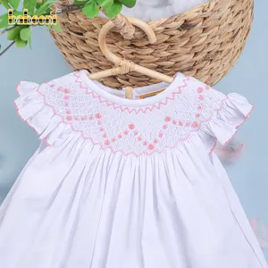 Tiny flower geometric smocked girl bishop dress - BB1552