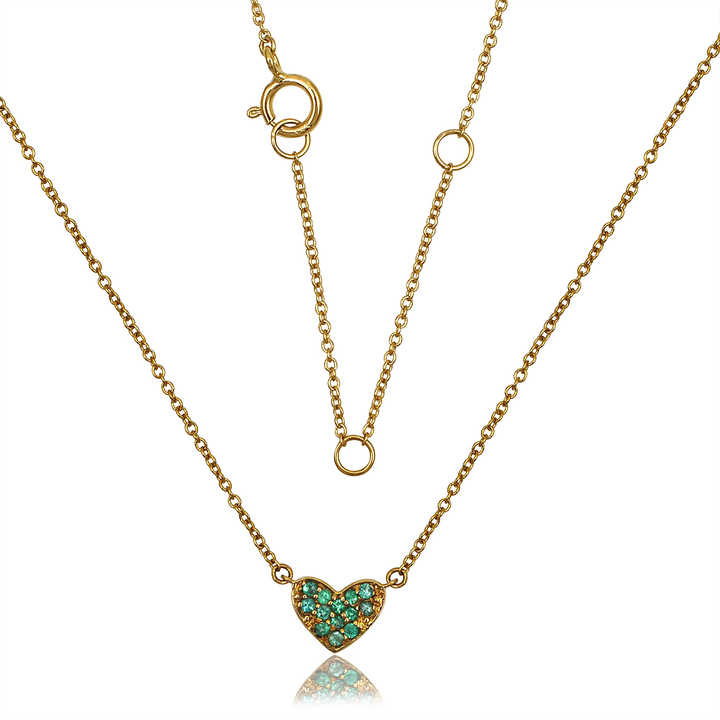 Wholesale Heart-Shape Gold Plated 925 Sterling Silver Necklace Red Zircon Multi-Color Featuring Diamond Pearl Valentine's Day
