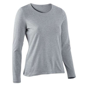 Camiseta de manga larga de algodón 100% para mujer de Color sólido con estampado personalizado, ropa informal teñida Lisa para mujer - Product Image 1