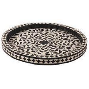 Vente chaude Antique rond Bone Inlay Plateau En Gros Plateau De Service En Bois pour Cuisine Maison Hôtel avec Design Indien pour la Nourriture - Product Image 2