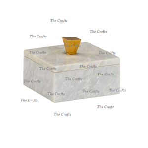 กล่องใส่เครื่องประดับหินอ่อนสีขาวคุณภาพเยี่ยม พร้อมฝาปิด รูปทรงสี่เหลี่ยม ดีไซน์สวยงาม สำหรับขายดี - Product Image 1