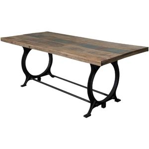 Industrial Vintage Foldable <b>Dining</b> <b>Table</b> Solid Mango Wood Cast Iron Metal Antique Farmhouse <b>Dining</b> Room Furniture for Hotel Home - Product Image 1