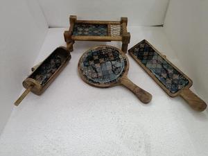 Juego de bandejas de madera multiusos para servir/tablero de MDF juego de platos de bandeja impresa vajilla de la mejor calidad Bandejas para servir platos de cena - Product Image 4