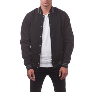 เสื้อแจ็คเก็ตเบสบอลพรีเมียม PIHA SPORTS สำหรับผู้ชาย รุ่น Winter Letterman แบบ Varsity สำหรับโรงเรียน/วิทยาลัย สีดำ แขนหนังแท้ กันลม - Product Image 3