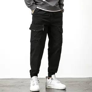 Pantalones Cargo para hombre, ropa de calle estilo Hip Hop, Color sólido, Vintage, para correr, caqui - Product Image 1