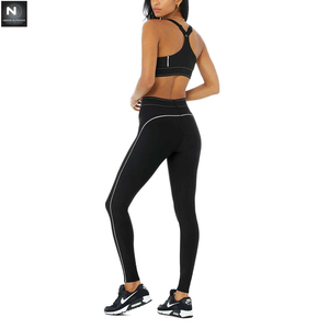 Conjunto de Sujetador deportivo negro para mujer, mallas de Fitness, Yoga, entrenamiento, 2 piezas, para exteriores - Product Image 2