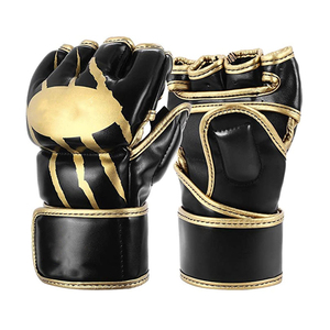 Gants de boxe MMA en cuir demi-doigts pour hommes pour l'entraînement - Product Image 2