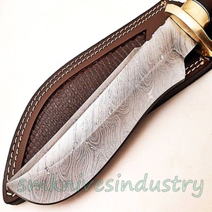 Cuchillo Bowie de Supervivencia y Caza, Hecho a Mano con Acero de Damasco y Mango de Madera de Palisandro, Duradero, OEM (smk1701), Garantía de 3 Años - Product Image 4