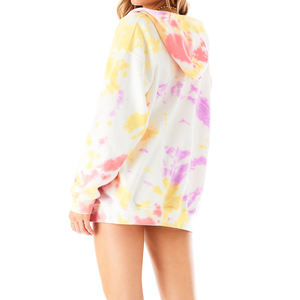 Sweat-shirt à capuche avec fermeture éclair et imprimé Tie Dye pour femme, nouveau Style, avec poches kangourou, manches et ourlet côtelés, vêtements d'hiver, OEM - Product Image 6