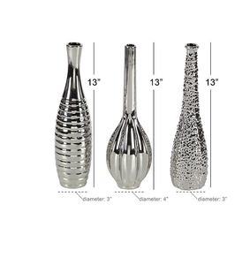 Juego de 3 floreros modernos para el hogar, Hotel, restaurante, florero decorativo, Metal, Color plateado, mesa, florero de flores de aluminio - Product Image 3