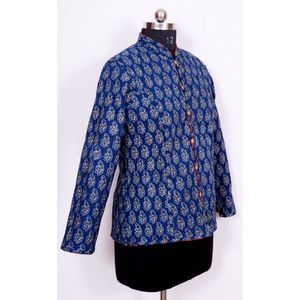 Veste Kantha en coton matelassé fait à la main à rayures double face pour l'automne et l'hiver, mode courte et longue, tenue de fête réutilisable - Product Image 6