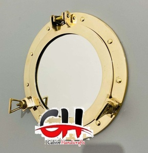 Ojo de Buey Náutico Antiguo de Latón de 17 Pulgadas, Decoración Náutica para Barco, Hogar, Marco de Vidrio, Espejo de Ojo de Buey de Latón Náutico CHMP06 - Product Image 5