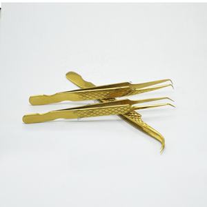 แหนบต่อขนตาสีทองพลาสม่าสแตนเลส,แหนบสำหรับต่อขนตาที่ผ่านการทดสอบด้วยมือแหนบหนีบขนตา - Product Image 6