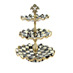 Fiesta DE BODA Fiesta de cumpleaños Celebración 3 niveles Aluminio Metal Esmalte interior Diseño Servidor de pastel Diseño clásico Soporte de pastel - Product Image 1