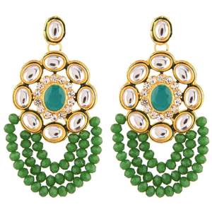 Indian Fashion Traditional Bridal Jewelry Kundan <b>Crystal</b> Faux Pearl Beaded Strand <b>Necklace</b> Dangle Earring Set - Product Image 6