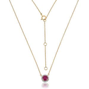 Élégant collier pendentif multi pierres précieuses en argent sterling 925 plaqué or avec zircon rubis - Product Image 2