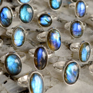 Anillo de Plata de Ley 925 con gemas naturales para hombre, joyería con gemas naturales, labradorita, Gema suelta, precio al por mayor - Product Image 2