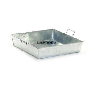 Bandeja de servicio galvanizada de forma redonda, plato de servicio galvanizado hecho a mano de nuevo diseño económico - Product Image 5